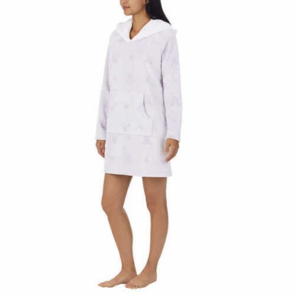 DISNEY Women Mickey Minnie Mouse Cozy Fleece Lounge Dress Hoodie Kangaroo Pocket - Picture 4 of 9